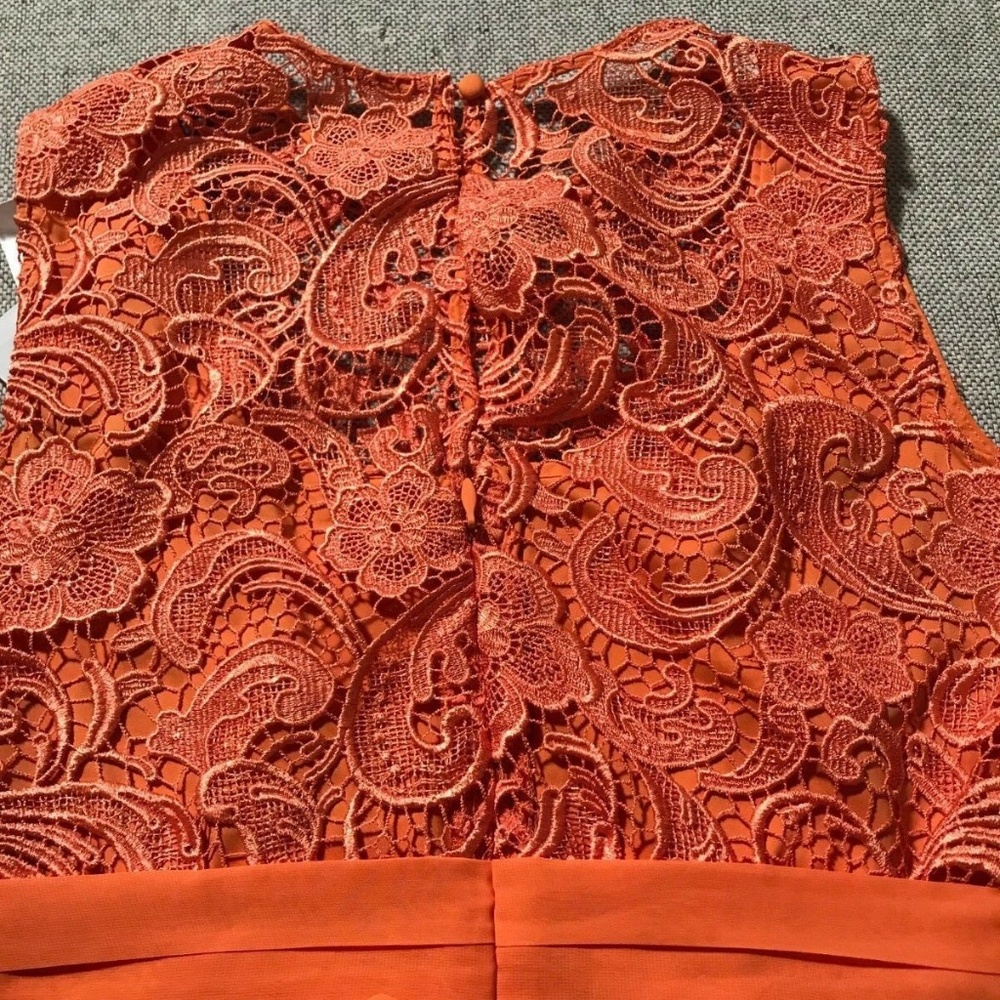 NY & Co Orange Lace Fit & Flare Dress Sz 8 NEW - Picture 5 of 7